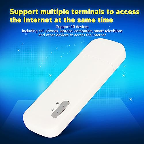 Image of 4G USB WiFi, Micro SIM Card Card Slot, Portable 4G WiFi Router, Holds Up to 10 WiFi Users, 4G Mobile WiFi, Plug and Play for Cell Phones, Laptops, Computers, Smart Tvs（White）