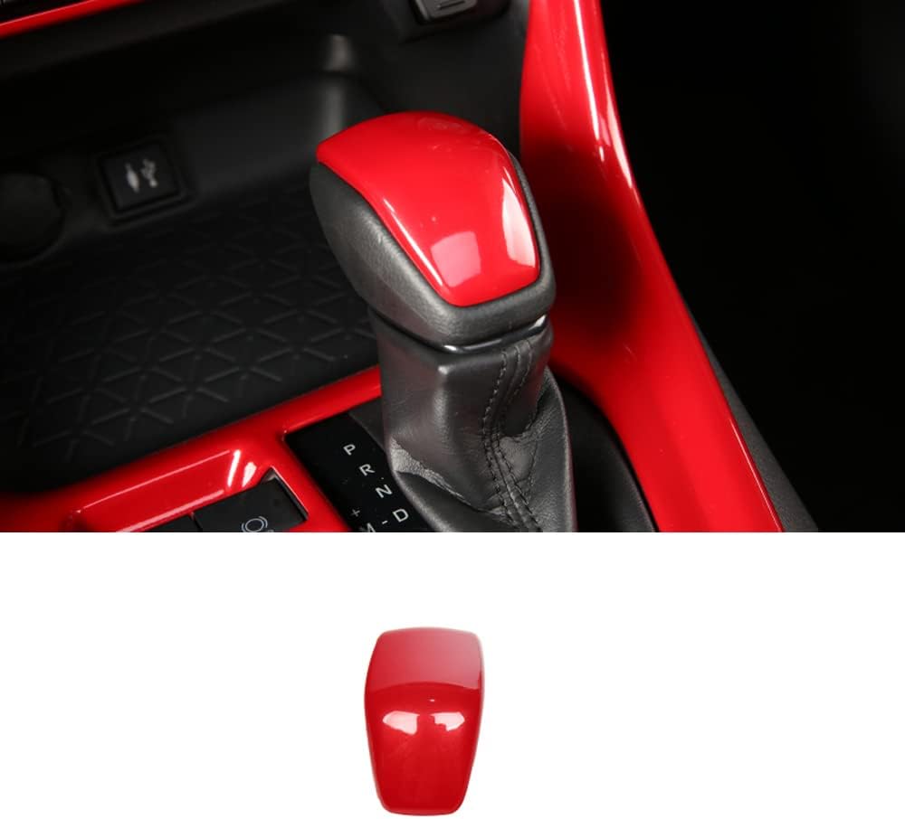 ERIDANUS Auto Accessories Fit for RAV4 2024 2023 2022 2021 2020 2019 Car Interior Gear Shift Knob Cover Trim (Glossy Red) ABS 1 PC