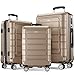 SHOWKOO Kofferset 3 Teilig Hartschale Leicht ABS+PC Erweiterbar Reisekoffer Haltbar Trolley Handgepäck Sets mit TSA Schloss und 4 Rollen (M L XL -Champagner)