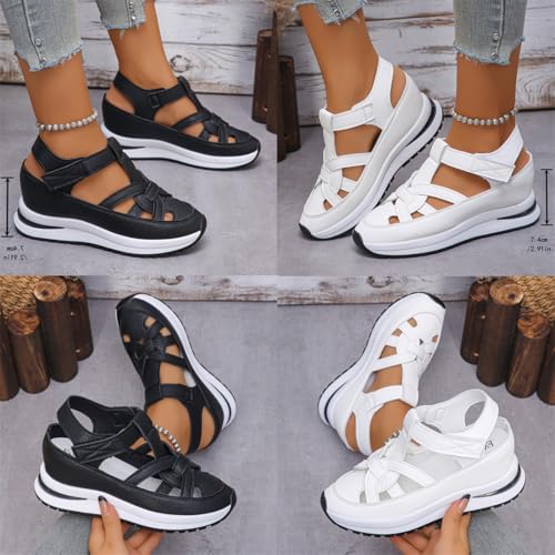 Northend Orthopedic Sandals for Women, Women's Hollow Out Breathable Platform Wedge Sandals Sneakers, Closed Toe Comfortable Casual Stylish Roman Sneakers2