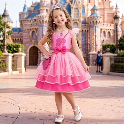 Disfraz rosa para niñas 4-5 años con accesorios miniatura 3