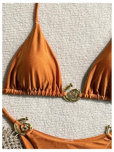 SHENHE Women's Thong Bikini Set Halter 2 Piece Swimsuit Triangle Metal Ring Bathing Suits3