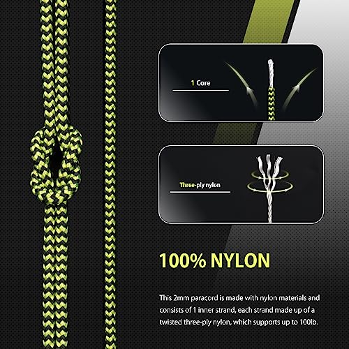 Abma Cord Paracord 100 lbs 2mm 100% Nylon 30M - Bumble Bee, Shockwave-bumble Bee, 30 Meters - Image 3