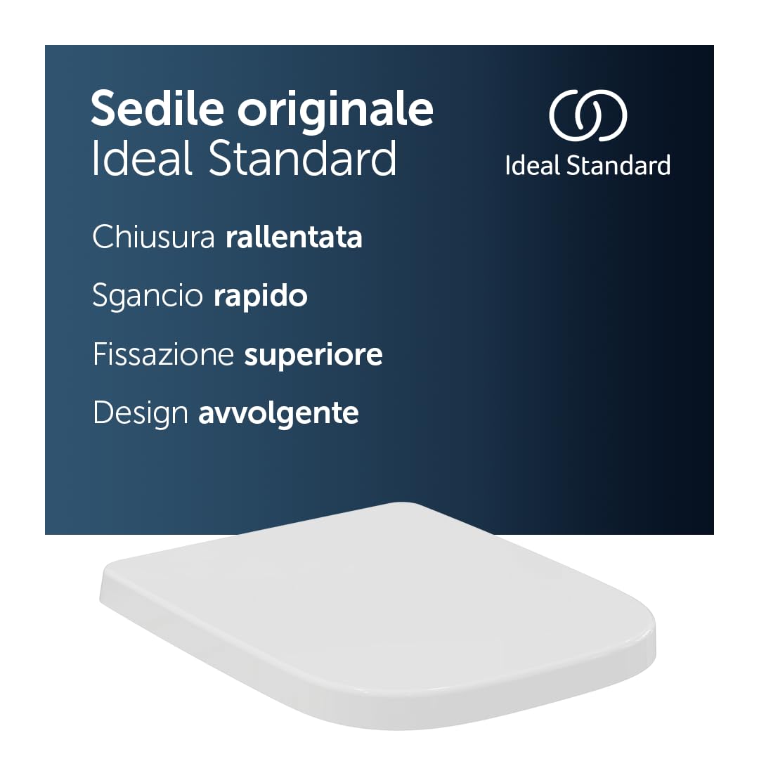 Ideal Standard T468301 Sedile WC originale Ideal Standard i.life B con chiusura ammortizzata, avvolgente, bianco