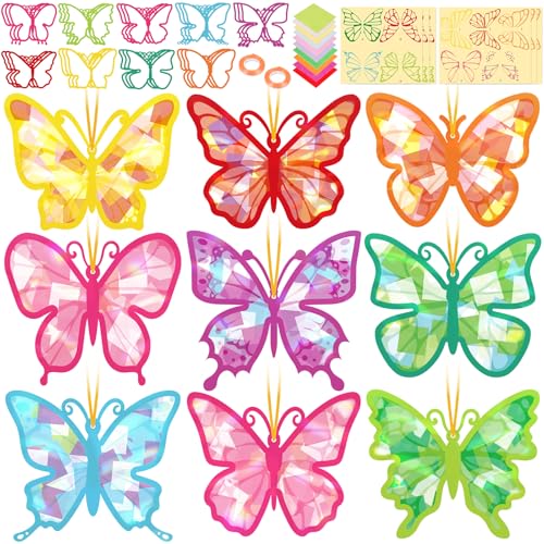 Renbuzhu 40PCS Spring Crafts Bulk: Paper Butterfly Suncatchers DIY Kit