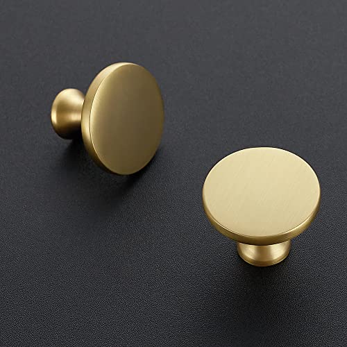 Image of Ravinte 30 Pack Solid Metal Knobs Dresser Drawer Knobs Gold Cabinet Hardware Round Cabinet Door Knobs Drawer Knobs Kitchen Cabinet Knobs Brushed Brass Drawer Pulls