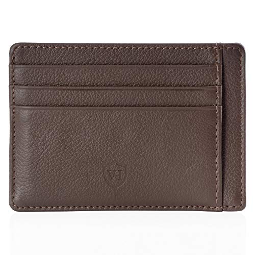 VON HEESEN Kartenetui mit RFID-Schutz I Kreditkartenetui I Kreditkarten etuis I Leder Geldbörse Herren Slim Wallet Portmonee I Geldbeutel Männer Made in Europe (Hellbraun)