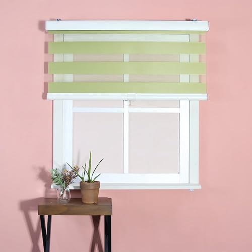 THE ONE HOME DECO Persianas sin cordones para persianas y persianas de doble capa con diseño de cebra, horizontal, para filtrar la privacidad, fácil