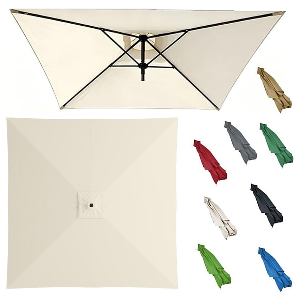 GJPXFR Square Umbrella Replacement Canopy, 6.5'x6.5' 8'x8' 10'x10' Patio Parasol Canopy 4/8 Ribs Umbrella Top Cover Replacement Fabric For Yard Market(Beige,2.5x2.5m/8.2x8.2ft)