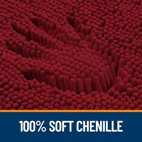 Image of OLANLY Bathroom Rugs Sets 2 Piece, Soft Absorbent Chenille Bath Mats and U-Shaped Contour Toilet Mat Area Rug Set, Machine Washable Bath Carpet, Home Decor Accessories(47 inchx20 inch+24 inchx20 inch, Red)