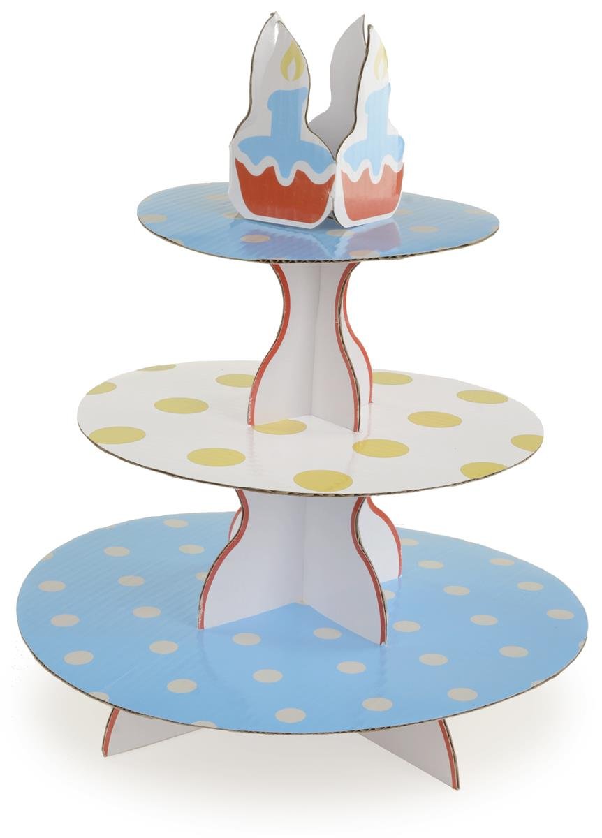Displays2goCardboard 3-Tier Cupcake Stands for Birthday Parties Hold 30 Cupcakes, Set of 5