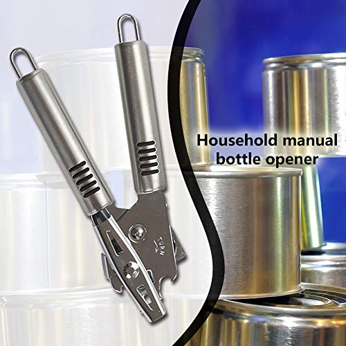 Abridor de latas de aço inoxidável limpo manual com corte lateral para abridor de garrafas