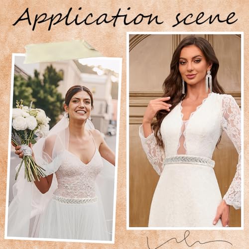 CRASPIRE Rhinestone Dress Sash Black Bridal Belt Metal Alloy Bling Crystal Glitter Satin Ribbon Chain Handmade Diamond Decoration Waist Belts for Wedding Party Bridesmaid Prom Gowns Shirt Overcoat4