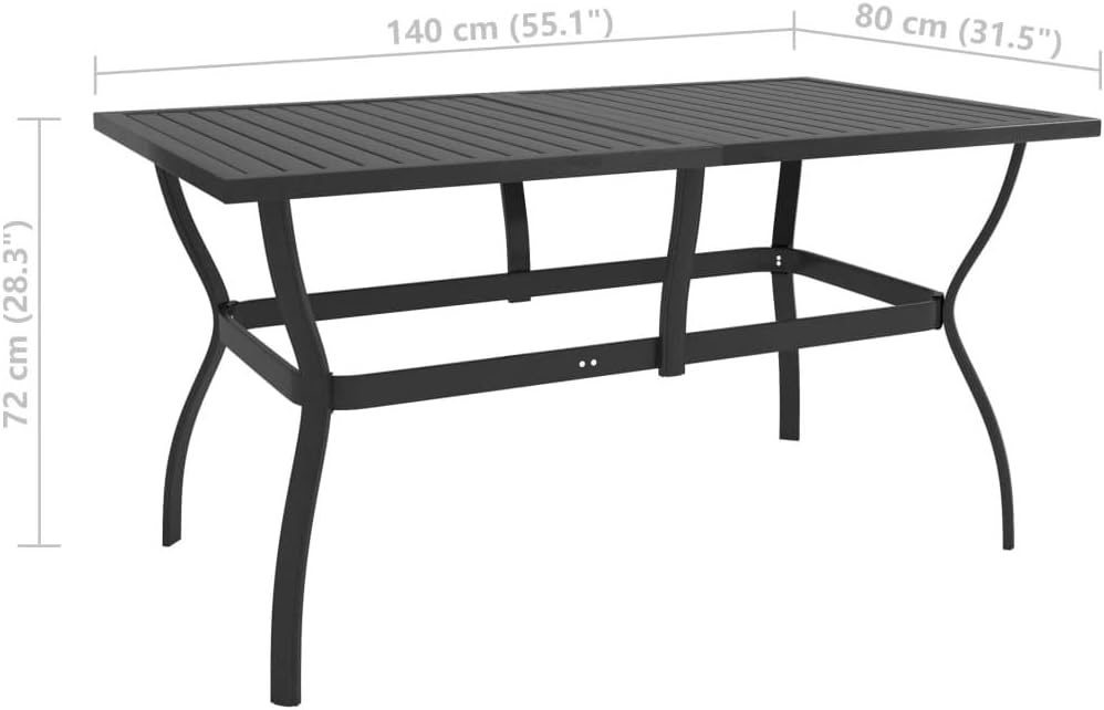 Patio Table,Outdoor Bar,Balcony Desk,Outdoor Dining Table,Backyard Table,for Patio, Deck, Lawn, Garden, Backyard, Anthracite 55.1"x31.5"x28.3" Steel