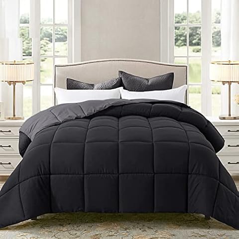 EnvioHome Reversible Twin Size Comforter Set Premium Quality Lightweight Microfiber All Season Comforter with Pillowcase Bed Set - Black/Grey Cover