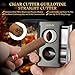 LIHTUN Cigar Cutter Guillotine 4 in 1 One Touch Straight Cut V Cutter with Cigar Punch Cigar Draw Enhancer, Stainless Steel Double Blade Cigar Clippers, Cuts Up to 60 Ring Gauge Cigars, Gift for Men