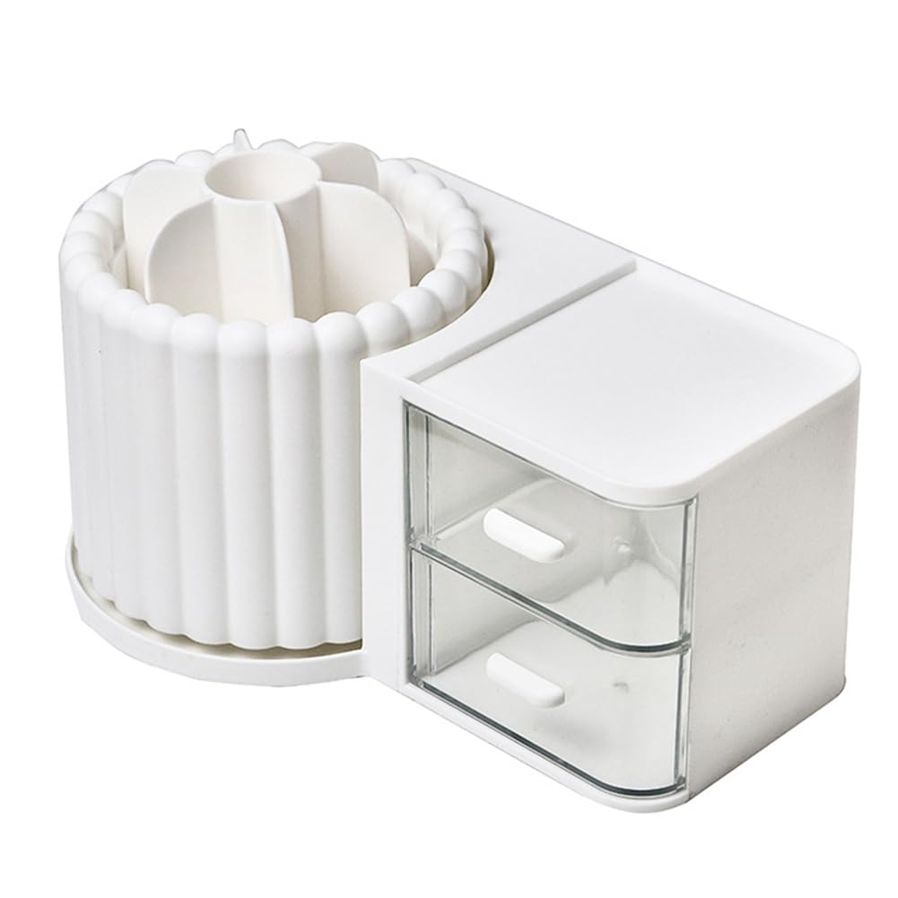Organisateur de pinceaux de maquillage rotatif blanc vitrine cosmétique avec tiroirs de rangement