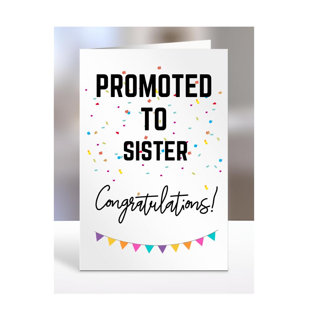 Promoted to Sister card, gifts for men, women, him, her, female, male, presents for Christmas, new, congratulations, A5-171_177