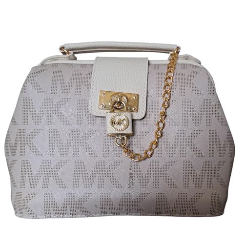 BOLSA BAU FEMININA 'REPLICA' BEJE COM BRANCO LINDISSIMA EM CORINO