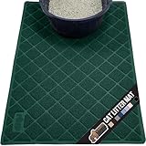 Gorilla Grip Original Premium Durable Cat Litter Mat, 35x23, XL Jumbo, No Phthalate, Water Resistant, Traps Litter from Cat Box Scatter Control, Soft on Kitty Paws, Easy Clean Mats, Hunter Green