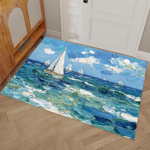 Paillasson marin 80x120 cm en microfibre avec base caoutchouc
