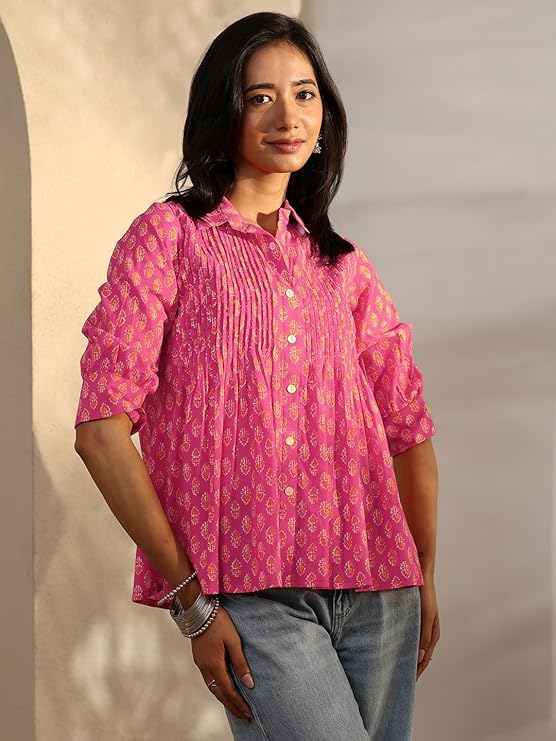 Image of Libas Printed Cotton A-Line Kurti for Women