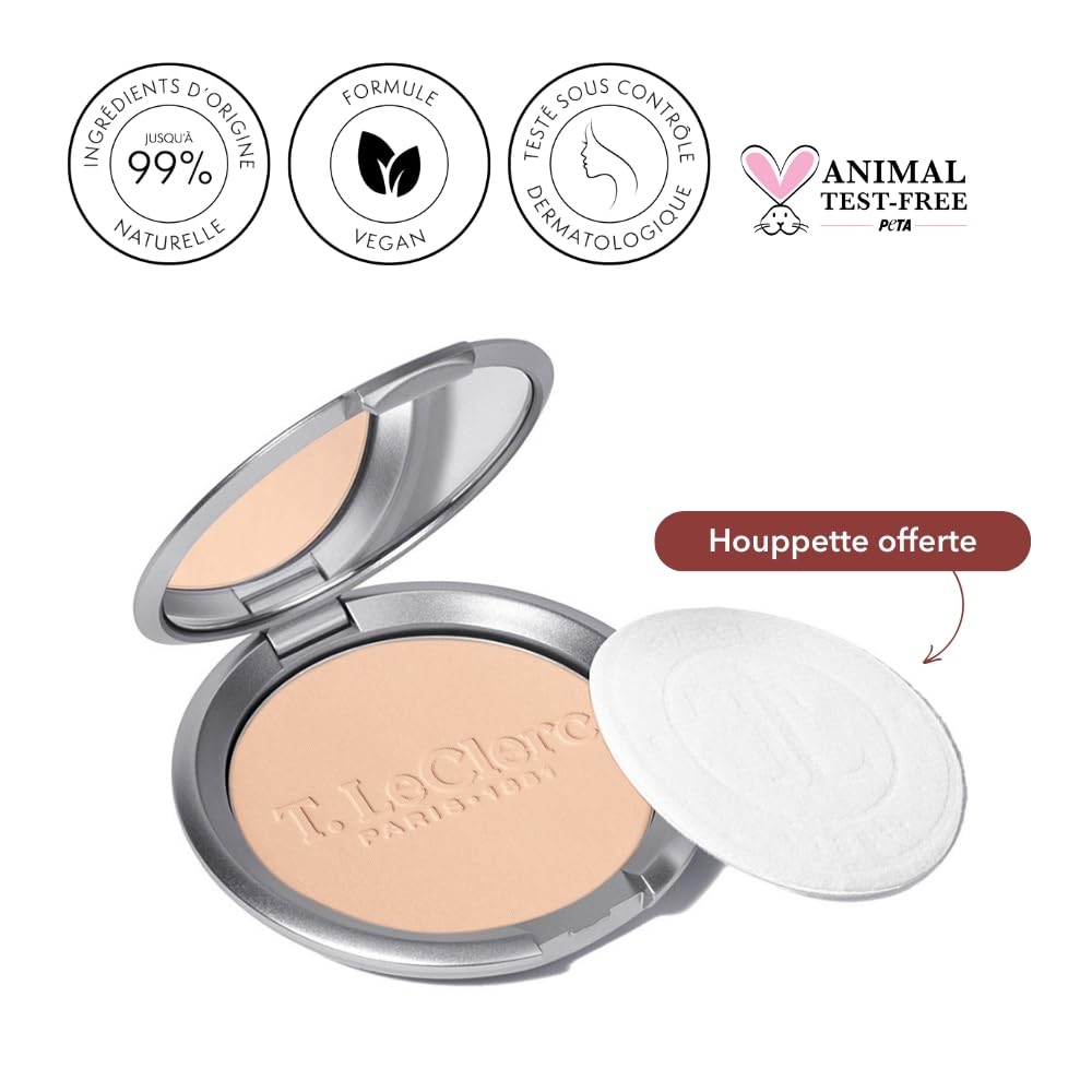 T. LeClerc – Kompaktes Puder, Dermophile Pflegeformel, Farbton 06 Sand, Made in France, dermatologisch getestet