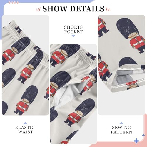 Queen's Guard British Army Soldiers Boys Long Pants Soft Trousers Elastic Waist Kids Lounge Bottoms with Pockets S-XL4