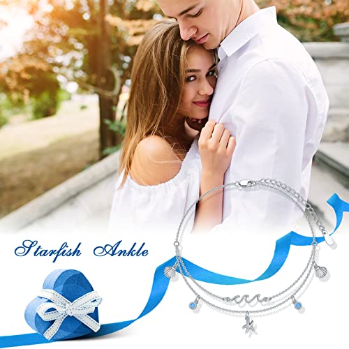 Image of VONALA Evil Eye Anklet 925 Sterling Silver Irish Celtic Knot /Witches Knot /Claddagh /Infinity Heart /Butterfly /Pineapple Chain Hotwife Anklet Foot Ankle Jewerly Gift for Women Mother Wife Sisters