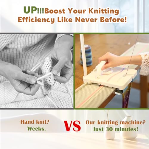 Knitting Machine, LK150 6.5mm Mid Gauge 150 Stitches Portable Plastic Domestic Smart Weaving Set with Accessories for Sock Hat Scarf, Hand Sweater Knitting Machine Kit for Kids