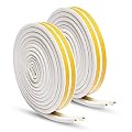 KELIIYO Door Weather Stripping, Window Seal Strip for Doors and Windows - Self-adhisive Foam Weather Strip Door Seal | Soundproof Seal Strip Insulation Gap Blocker Epdm D Type 66ft(20m) 2 Pack (White)