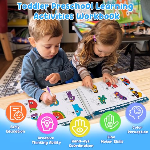 TOYFIT 52 Pages Preschool Learning Activities, Montessori Busy Book for Kids 3 4 5, Preschool Workbook Education Toy for Toddlers, Handwriting Tracing Practice Book Birthday Gifts for Kids - Image 5