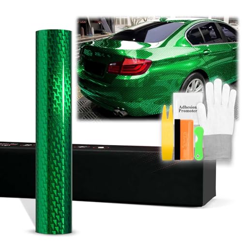 Film vinyle carbone vert émeraude anti-bulles pour rénover votre voiture