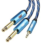 EMK 3.5mm 1/8' TRS to Dual 6.35mm 1/4' TS Mono Stereo Y-Cable Splitter Cord for iPhone, iPod, Computer Sound Cards, Mixer Audio Recorder,CD Players, Multimedia Speakers and Home Stereo Systems-10ft/3m