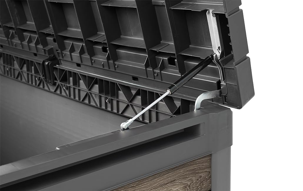 Keter Signature XXL Gartenbox 757L - Wetterbeständige Aufbewahrungsbox mit Gasdruckfedern - Kunststoff in Walnuss-Optik - 151x72x90 cm