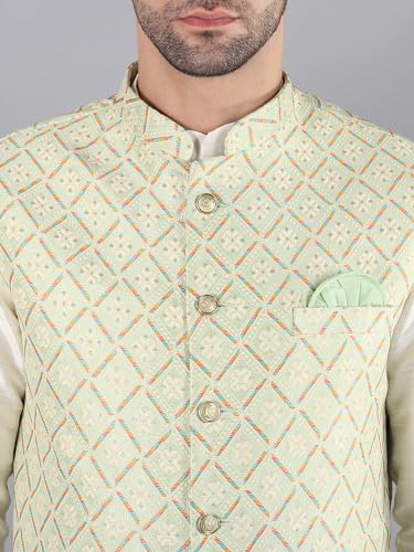 Image of Uri and MacKenzie Men's Silk Blend Kurta Pajama with Designer Ethnic Nehru Jacket /Modi Jacket