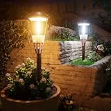 BITPOTT Solar Pathway Lights Outdoor, 8 Pack Bright 2-in-1 Warm&Cold Solar Lights Outdoor, IP65 Waterproof Garden Lights Solar Powered Walkway Lighting Outside for Yard Driveway Path Patio Landscape