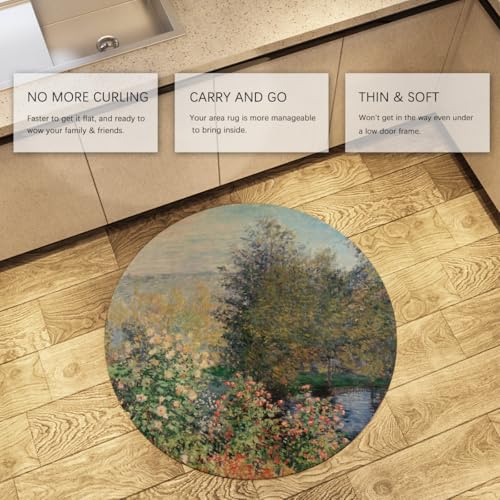 Tapete Redondo Estilo Claude Monet 3' Lavable Antideslizante miniatura 5