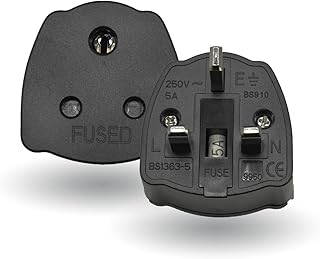 2-PACK Indian to UK Plug Adapter,SHUOMAO 3 Pin Indian to 3 Pin UK Plug Adaptor,India/Pakistan/Sri Lanka to to UK Converter Plug Travel Adaptor with 5A Fuse,for Type D Appliance(Black)
