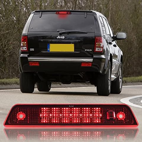 High Mount Stop Third Brake Light, Compatible with 2005-2010 Jeep Grand Cherokee Third Center Cargo Rear LED 3rd Brake Light Bar Taillight Two Rows (Red) Cover
