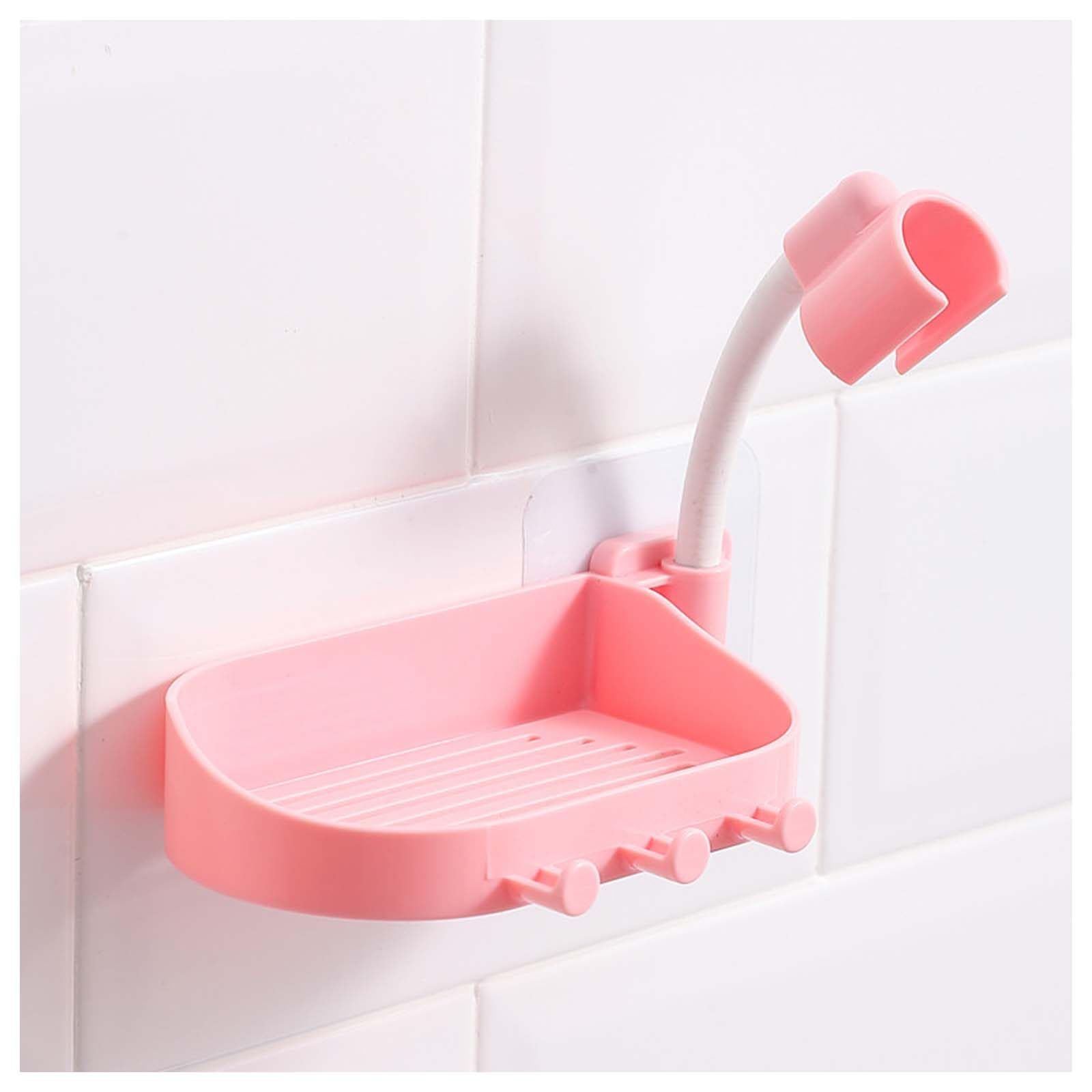 FLYIODFCXV shower head bracket, Adjustable Angle with Soap Dish Shower Handle Holder Comes with Hook Hose(Pink)