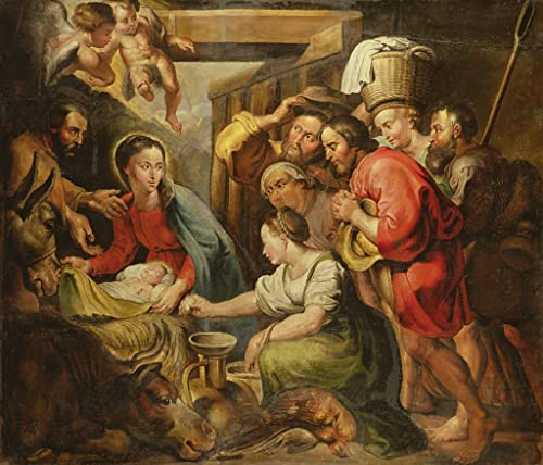 Tableau Adoration des bergers Rubens 60x90cm impression dart mural pour chambre