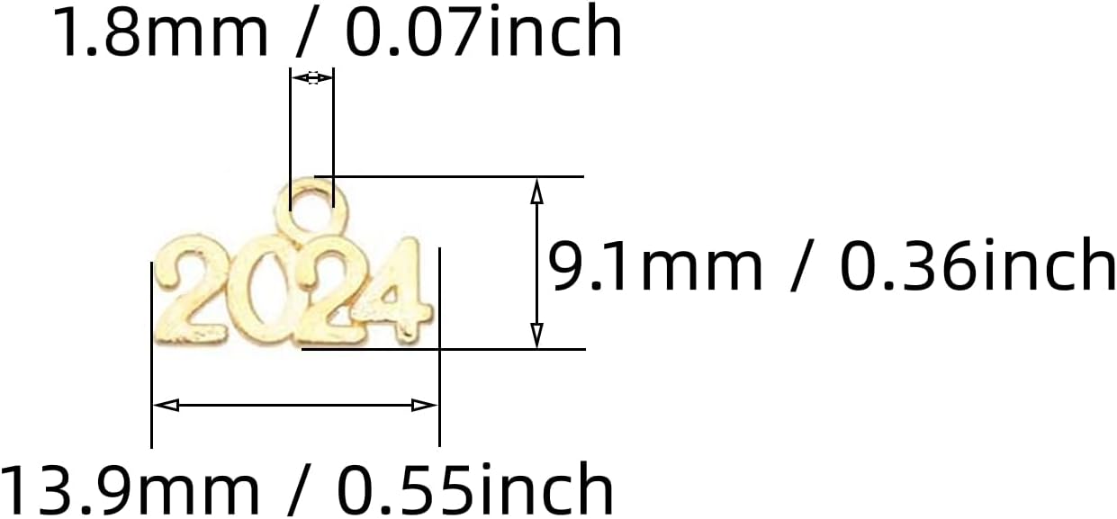 Xeahung 100 Pcs Mini Alloy Year Charms 2024 Graduation Pendant 2024 Graduation Charms for Bracelets Graduation Tassel Earrings Keychain Jewelry Making Accessory DIY Crafting Wedding Decor image 2