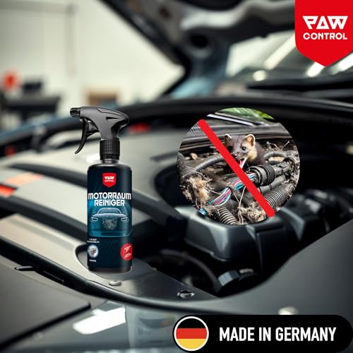 Paw Control Motorraumreiniger mit integriertem Marderschutz – Made in Germany | Effektives Reinigungs- und Marder-Schutzmittel für Motoren | Marderschreck für die Anwendung im Auto entwickelt