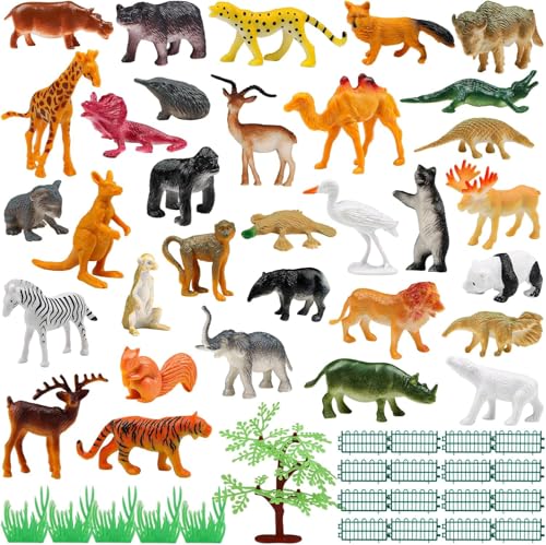 DOITEM Animals Spielzeug, Wild Jungle Zoo Tier, Mini Tierfiguren Set, 54PCS, Geschenke für Kinder Jungen Mädchen 3 4 5 6 Jahre Alt