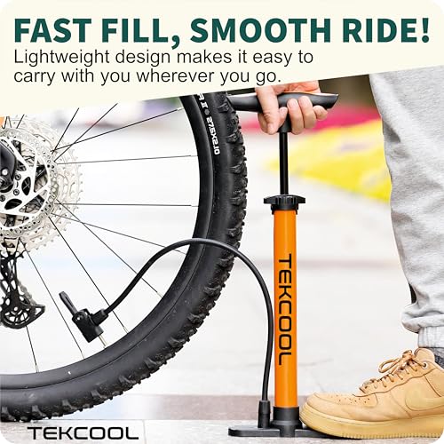 Image of TEKCOOL Cycle Pump for Bicycle High Pressure Air or Football, Balloon for Quick Inflation for Tyre Inflator with Needle Portable Air for Bicycle, Balls