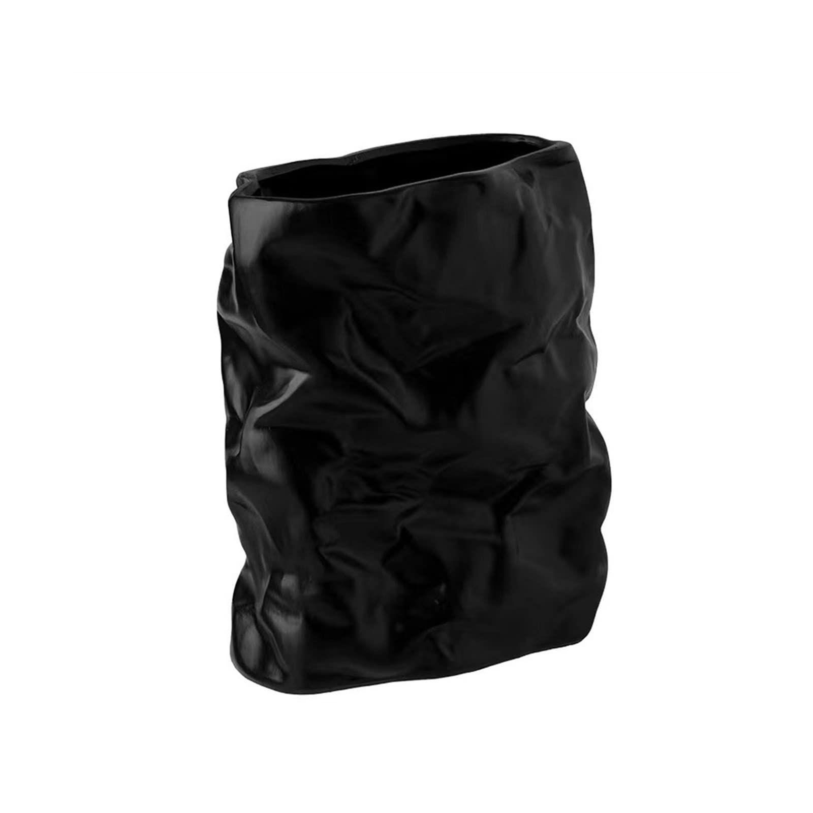 Centerpiece Vases Home Decor Vase Nordic Wrinkled Paper Bag Flower Pot Flowers Desk Ornaments(Black)