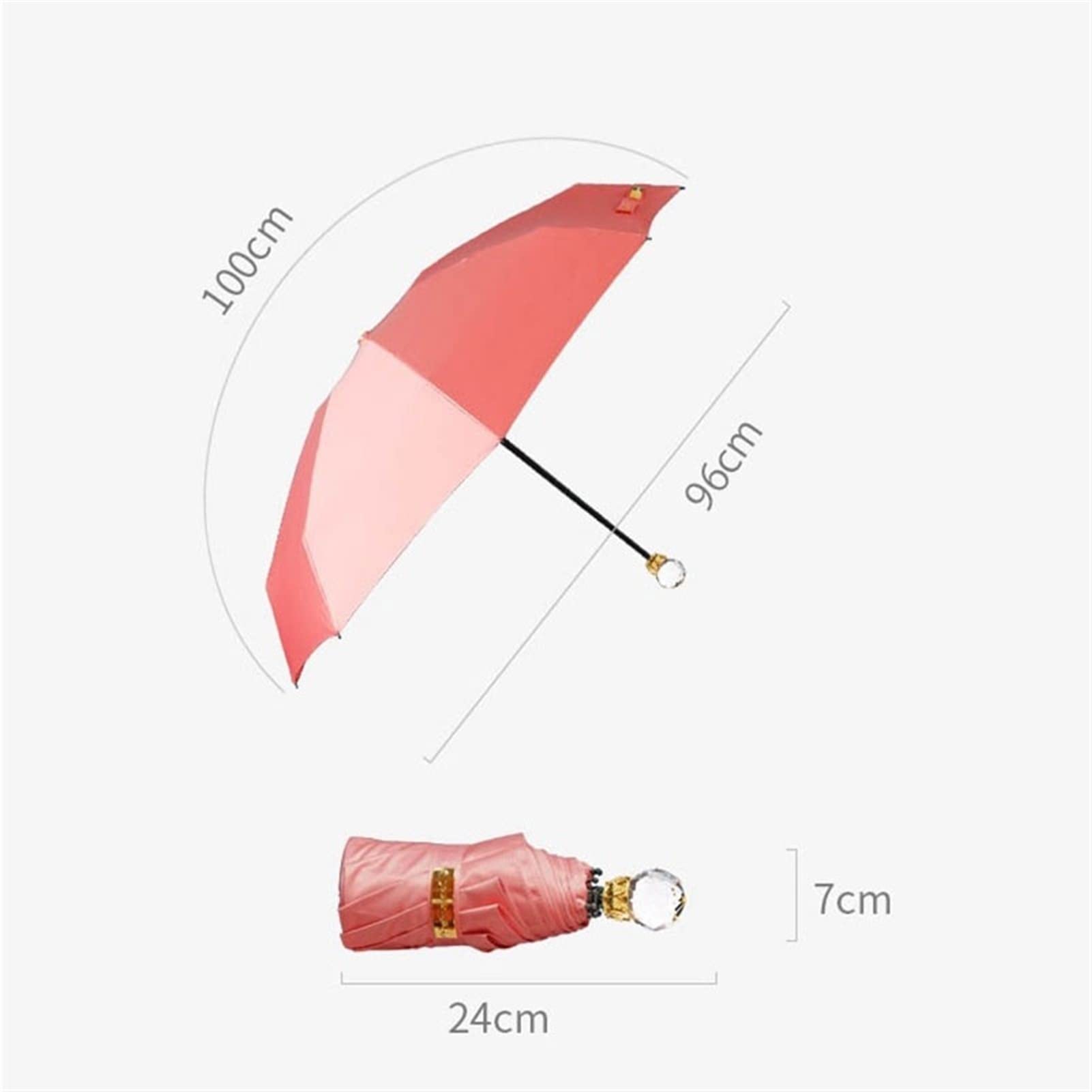XYNSNDB Parasol podróżny Parasol przenośny kreatywny Parasol słoneczny Luksusowy kryształ Pięć składanych parasoli Taras 8K Parasol Parasol zewnętrzny, C