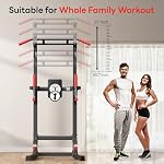 SogesPower Power Tower, Adjustable Height Pull Up Bar Station, Multi-Function Workout Equipment Dip Station Fitness Strength Training Dip Stands for Home Gym
