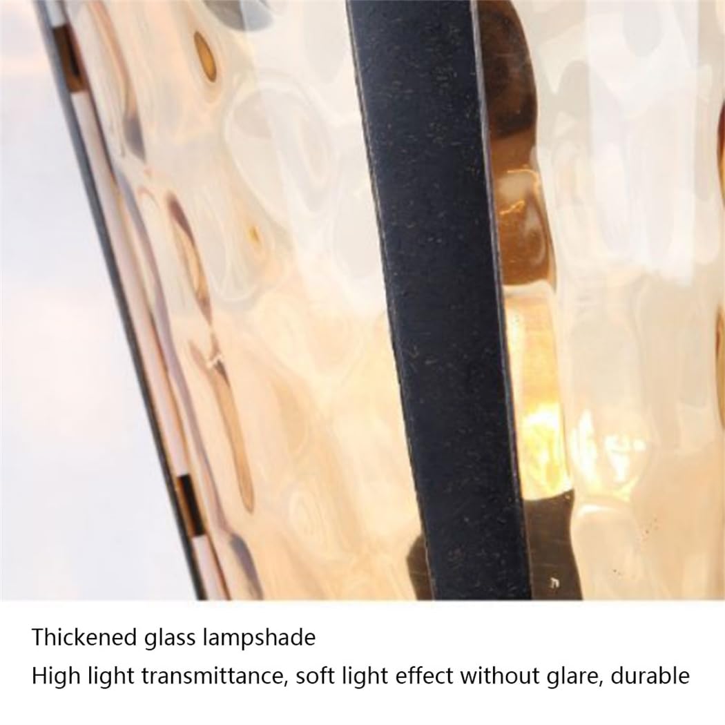 Bardzo długa aluminiowa lampa stojąca, klasyczny styl, czarne wykończenie w stylu vintage, z podstawą mocującą na filarze, idealna do ganku, ogrodu lub podwórza - szklana latarnia E26